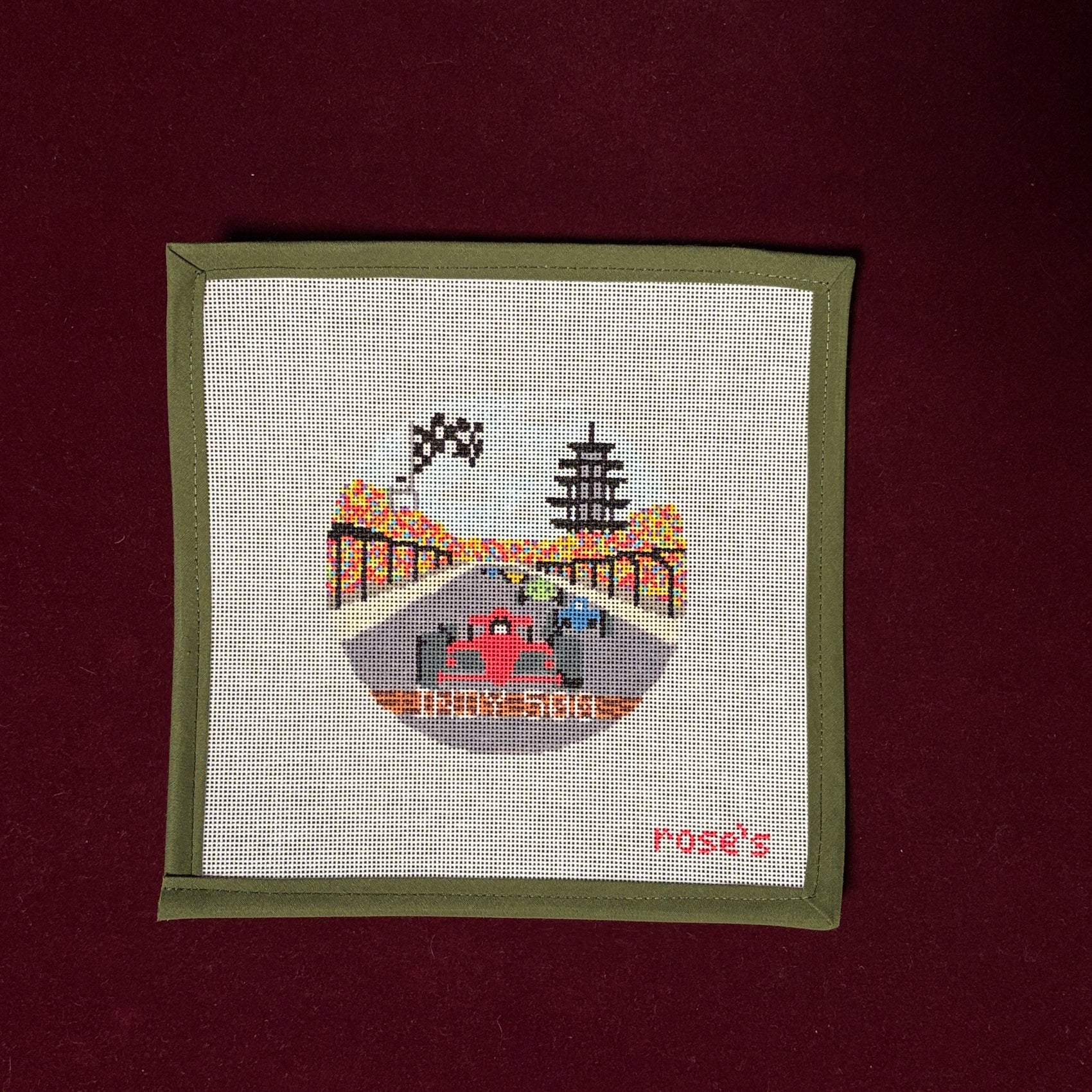 Indy 500-Needlepoint Canvas-Rose's Needlepoint Shop-The Pepper Pot Barrington, IL
