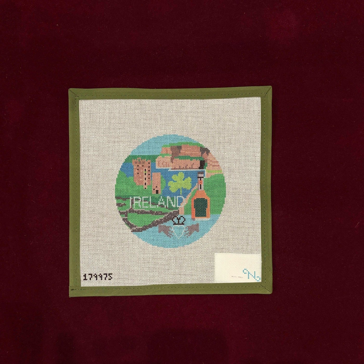 Ireland Round-Needlepoint Canvas-Needlepaint-The Pepper Pot Barrington, IL