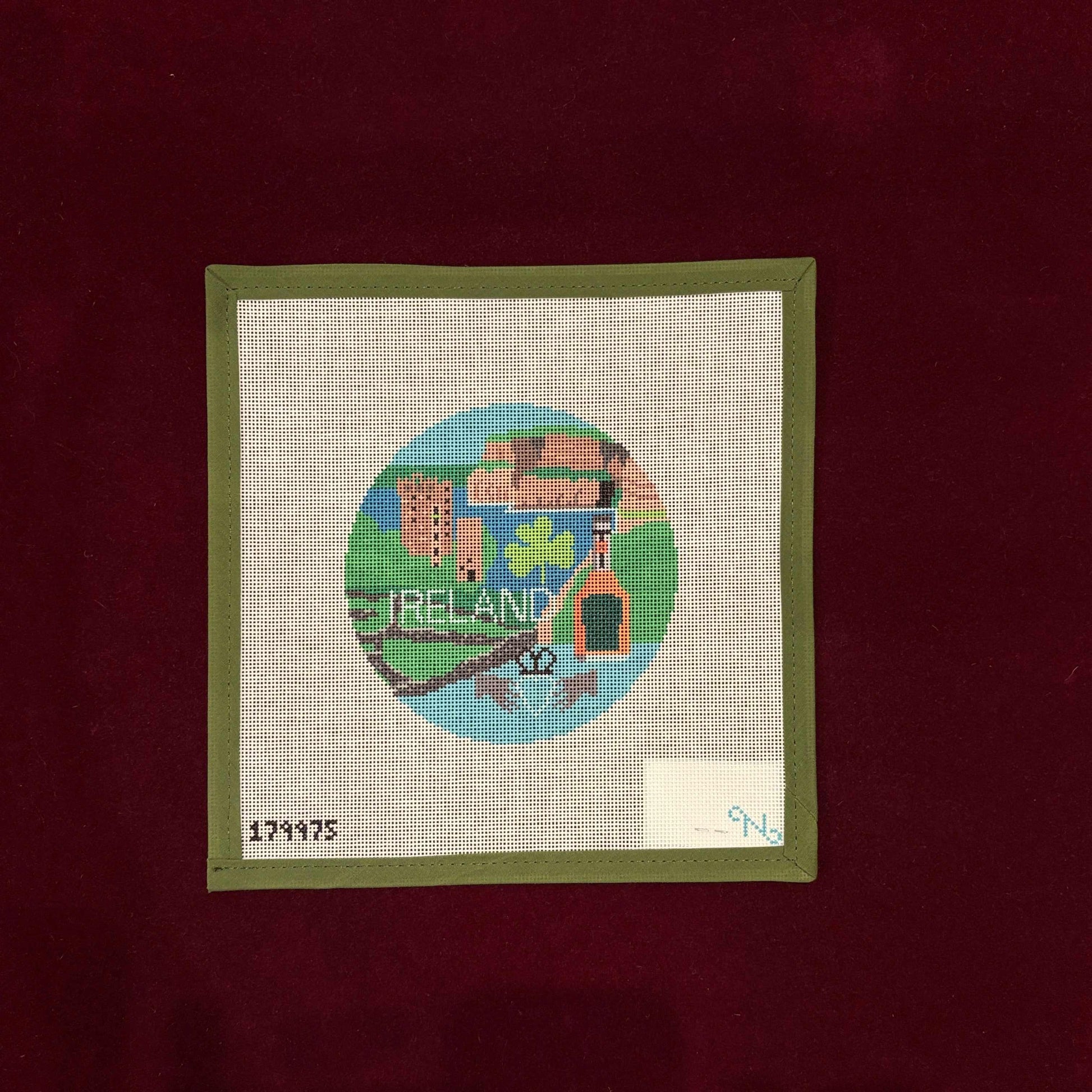 Ireland Round-Needlepoint Canvas-Needlepaint-The Pepper Pot Barrington, IL