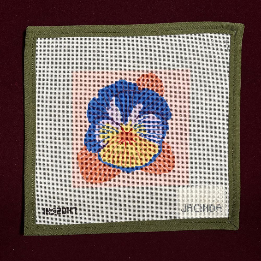 Iris-Needlepoint Canvas-Initial K-The Pepper Pot Barrington, IL