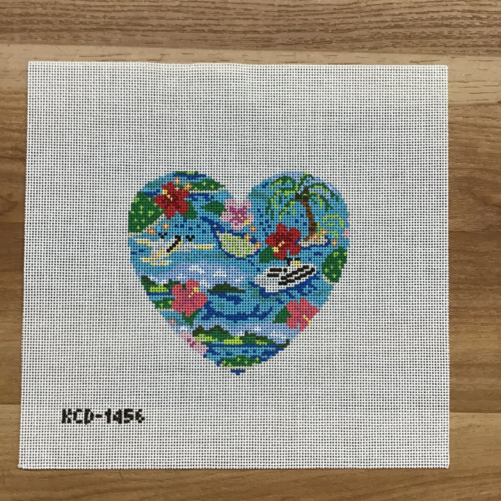 Island Heart August Trunk Show-Needlepoint Canvas-KCN Designers-The Pepper Pot Barrington, IL