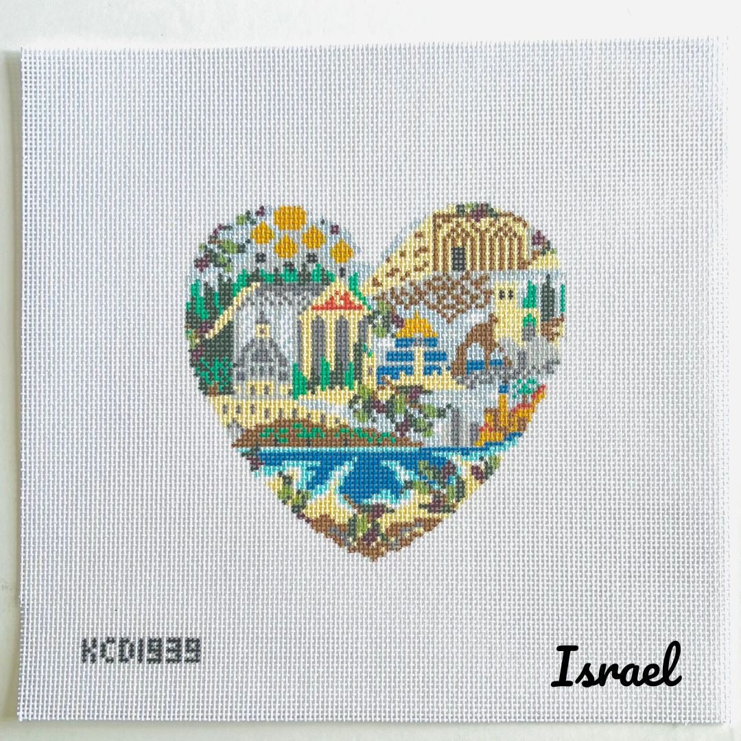 Israel Heart August Trunk Show-Needlepoint Canvas-KCN Designers-The Pepper Pot Barrington, IL