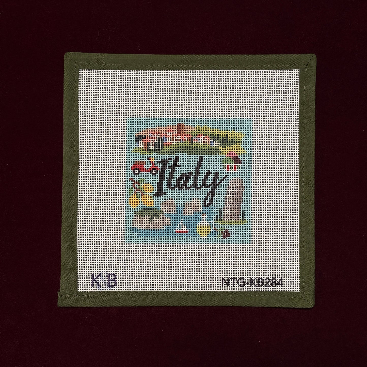 Italy Travel Coaster-Needlepoint Canvas-Bradley Needlepoint-The Pepper Pot Barrington, IL