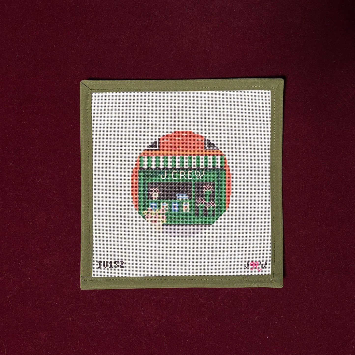 J.Crew Newsstand-Needlepoint Canvas-Jennifer Vallez Handmade-The Pepper Pot Barrington, IL