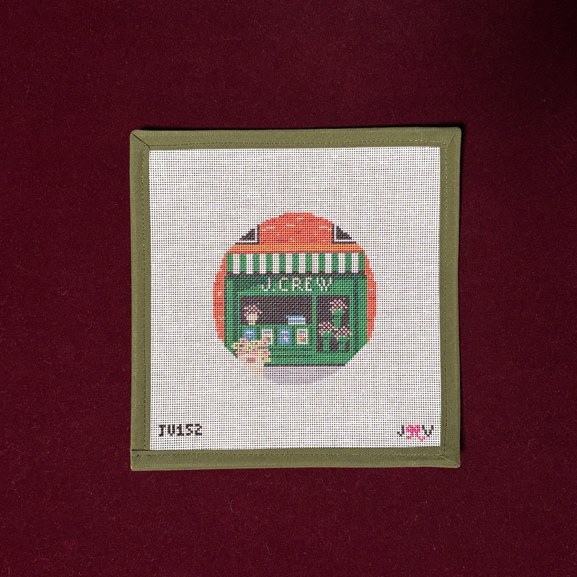 J.Crew Newsstand-Needlepoint Canvas-Jennifer Vallez Handmade-The Pepper Pot Barrington, IL
