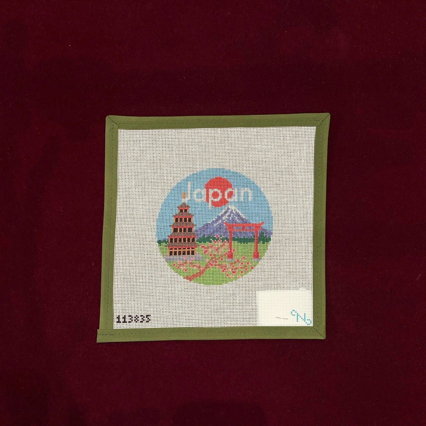 Japan Round-Needlepoint Canvas-Needlepaint-The Pepper Pot Barrington, IL