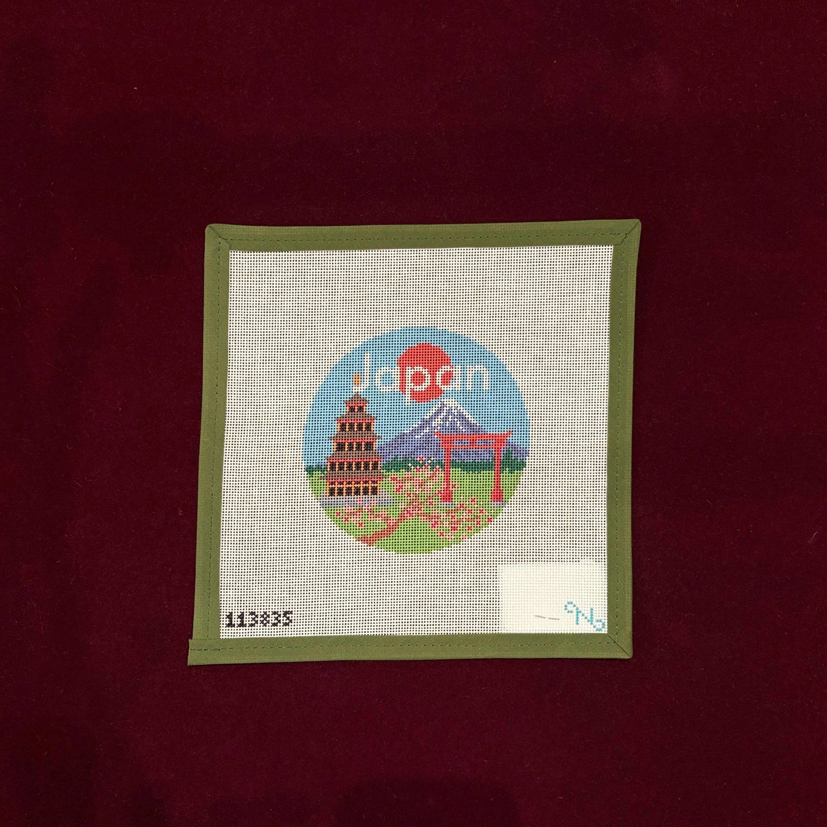 Japan Round-Needlepoint Canvas-Needlepaint-The Pepper Pot Barrington, IL
