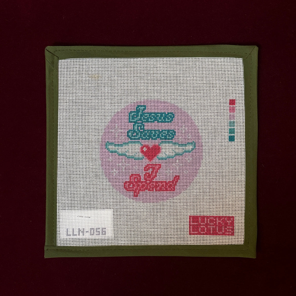 Jesus Saves I Spend-Needlepoint Canvas-Lucky Lotus-The Pepper Pot Barrington, IL