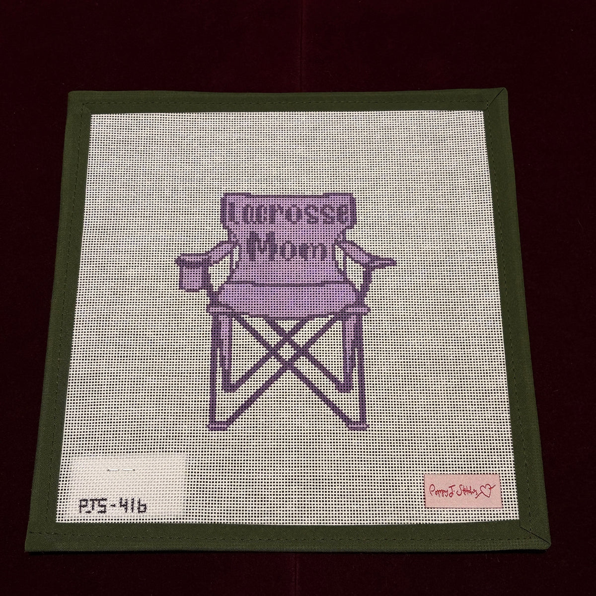 Lacrosse Mom-Needlepoint Canvas-Poppy J-The Pepper Pot Barrington, IL