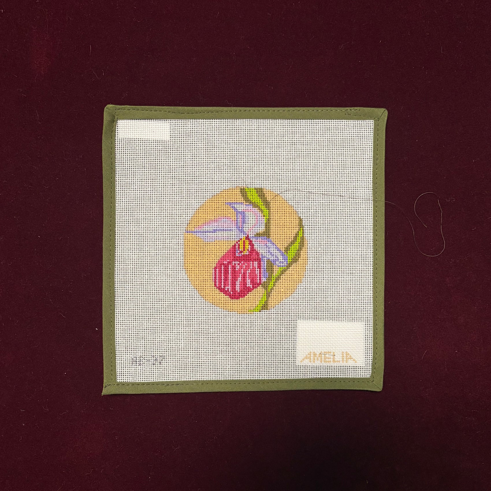 Ladyslipper Ornament-Canvas-The Gingham Stitchery-The Pepper Pot