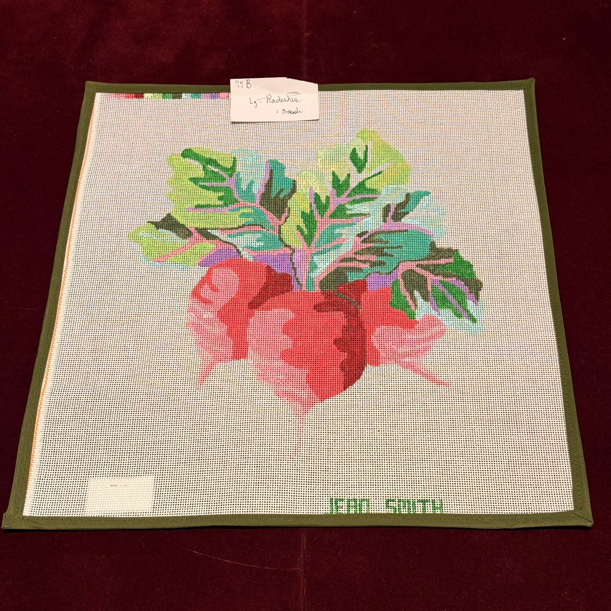 Large Radishes-Needlepoint Canvas-Jean Smith-The Pepper Pot Barrington, IL