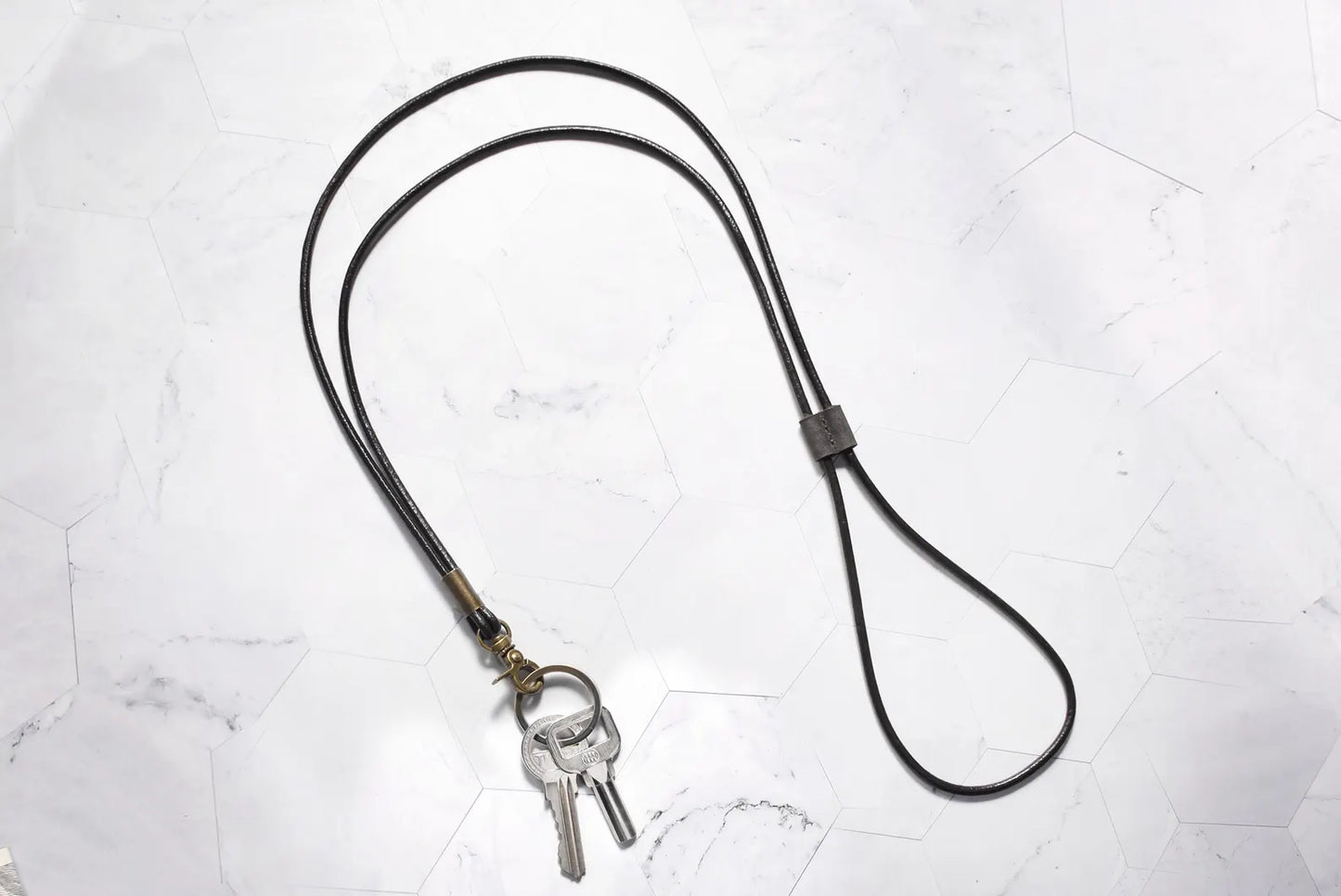Leather Lanyard with Key Ring and Lobster Claw-Accessories-The Pepper Pot-Black-The Pepper Pot