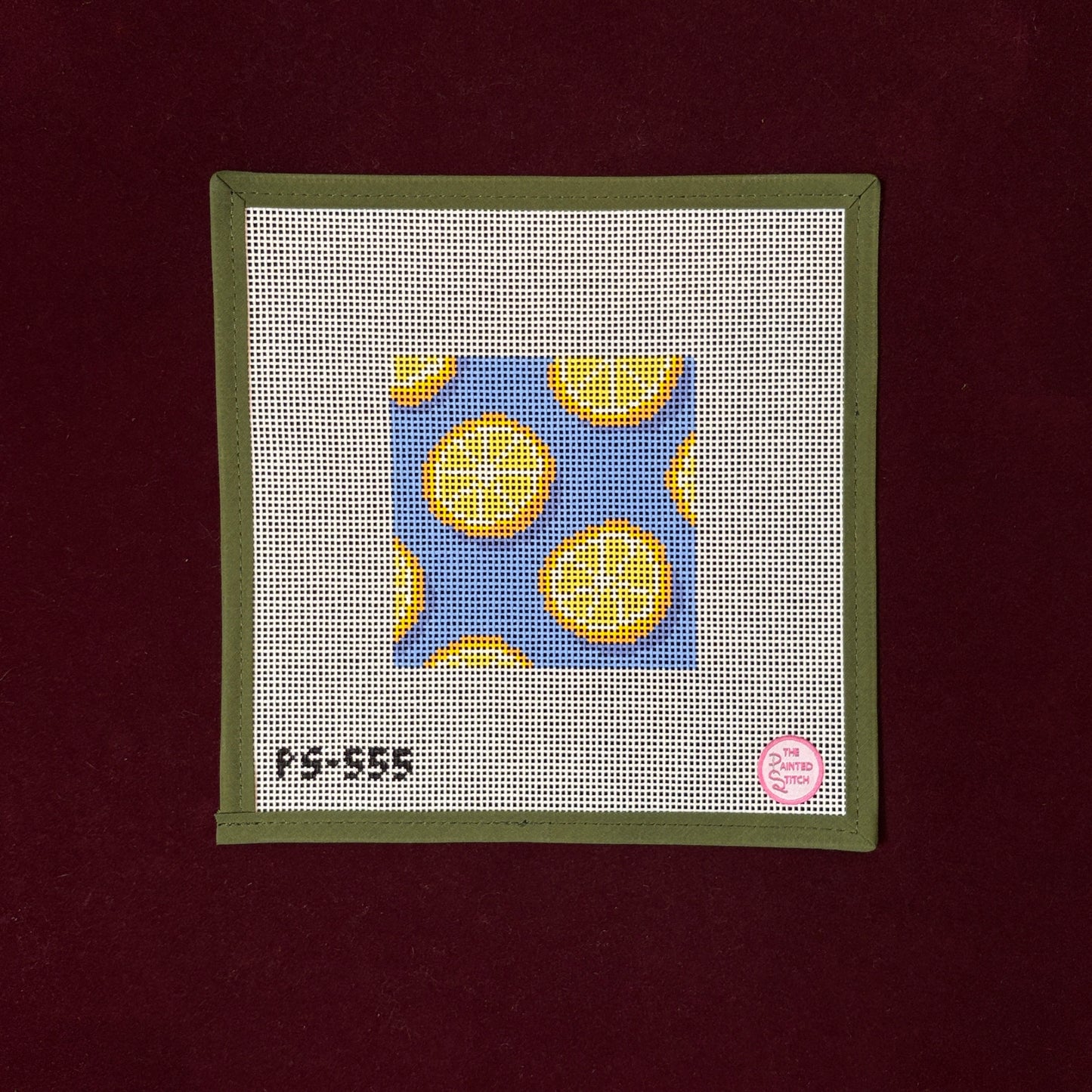 Lemon Coaster-Needlepoint Canvas-Painted Stitch-The Pepper Pot Barrington, IL