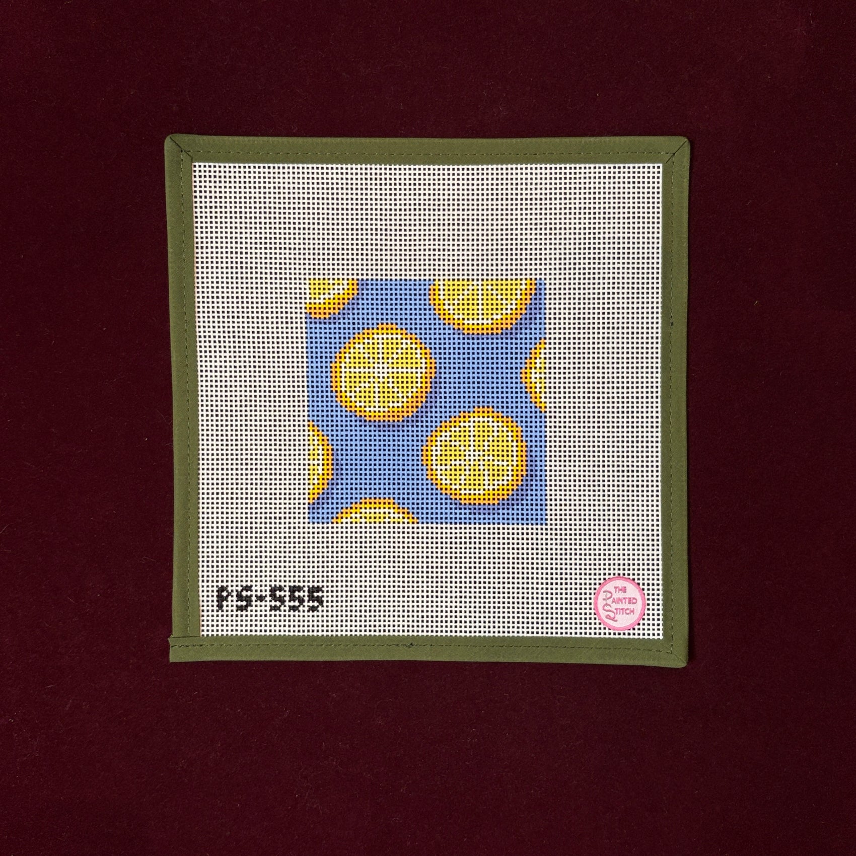Lemon Coaster-Needlepoint Canvas-Painted Stitch-The Pepper Pot Barrington, IL