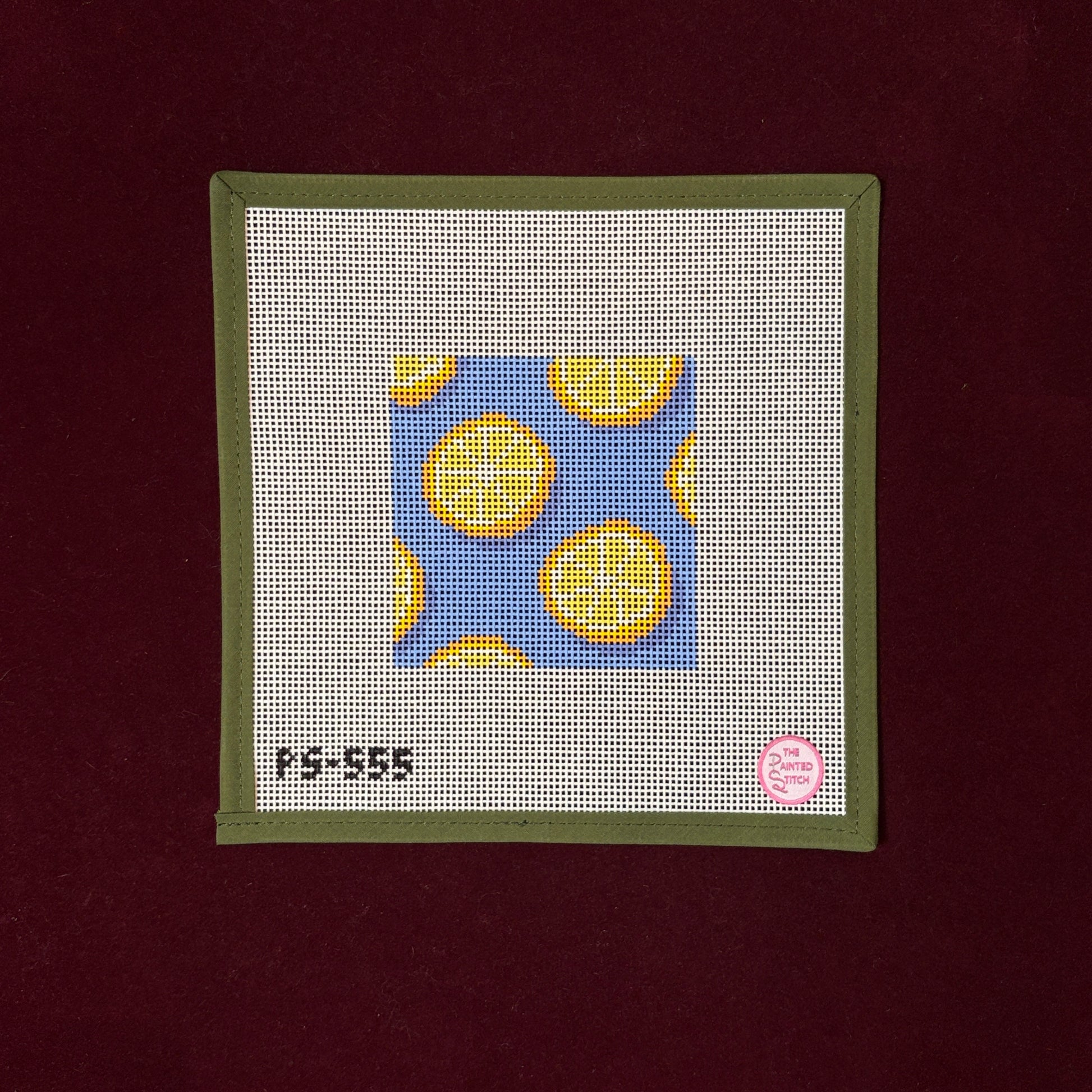 Lemon Coaster-Needlepoint Canvas-Painted Stitch-The Pepper Pot Barrington, IL