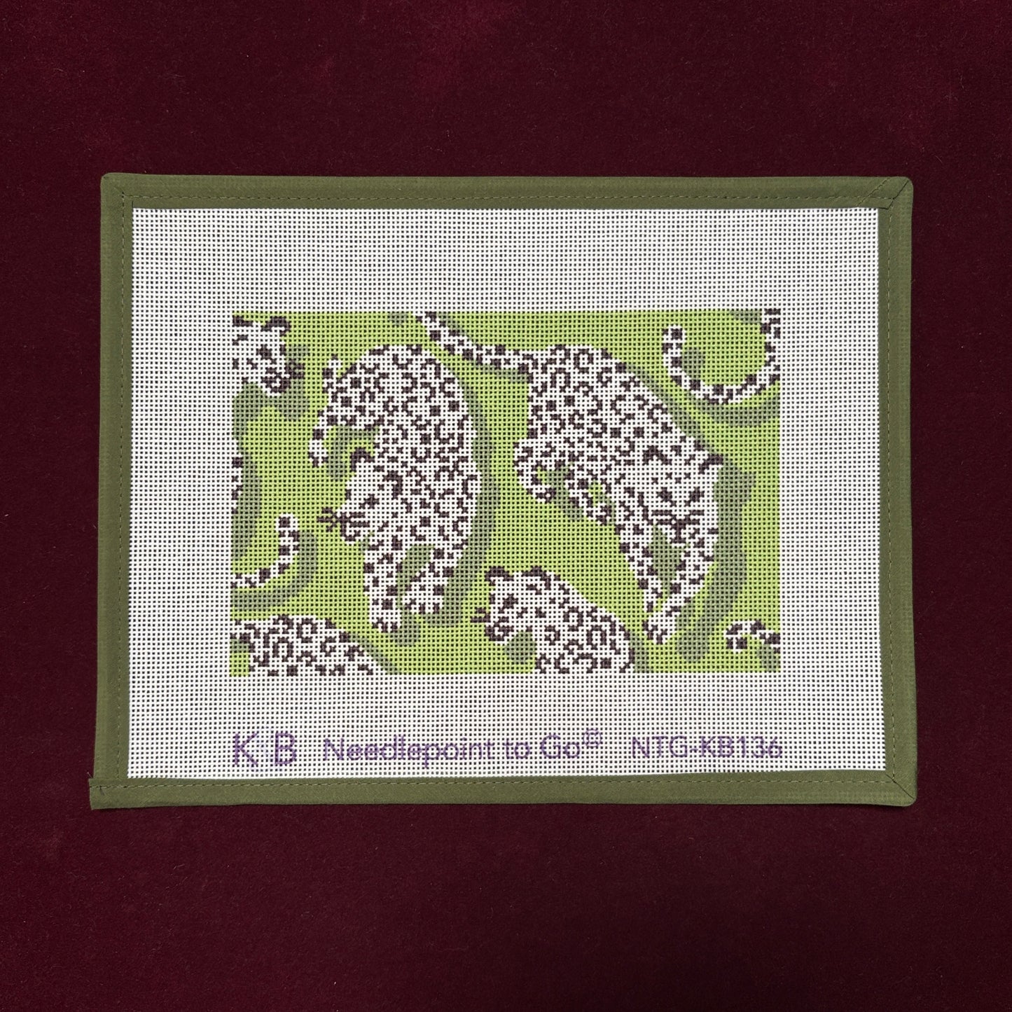 Leopard Clutch - Green-Needlepoint Canvas-Bradley Needlepoint-The Pepper Pot Barrington, IL