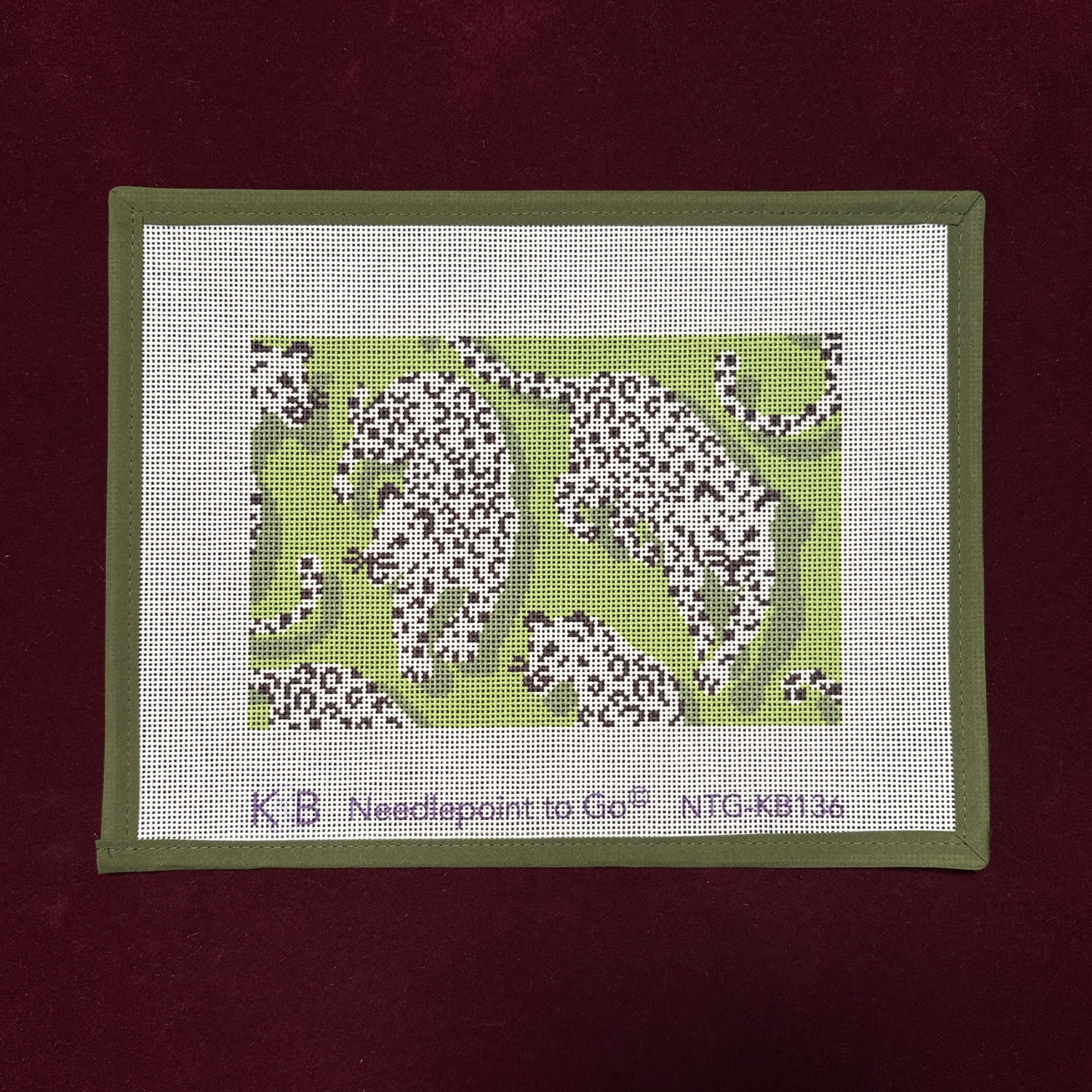 Leopard Clutch - Green-Needlepoint Canvas-Bradley Needlepoint-The Pepper Pot Barrington, IL