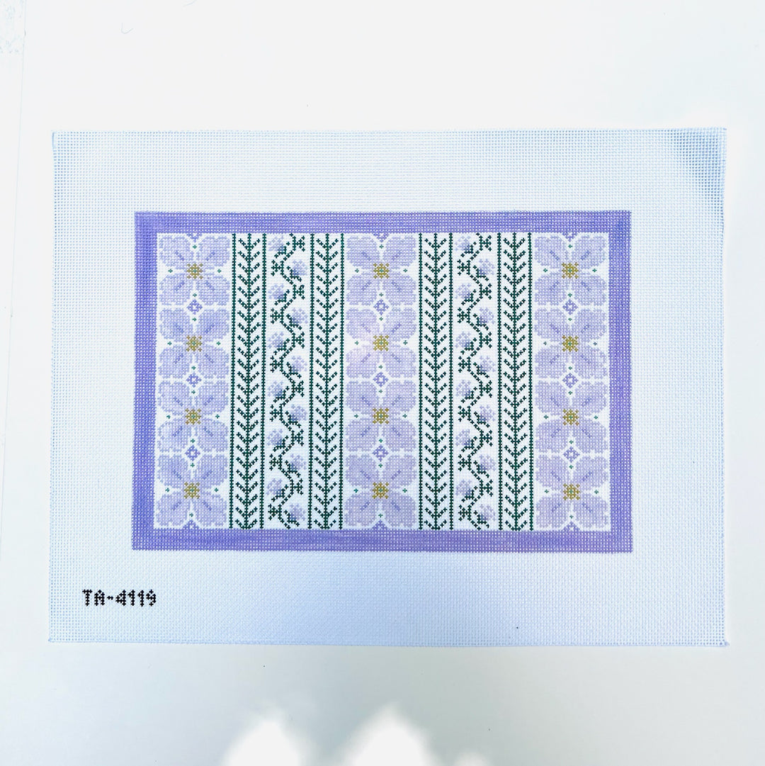 Lilac Primrose Clutch August Trunk Show-Needlepoint Canvas-KCN Designers-The Pepper Pot Barrington, IL