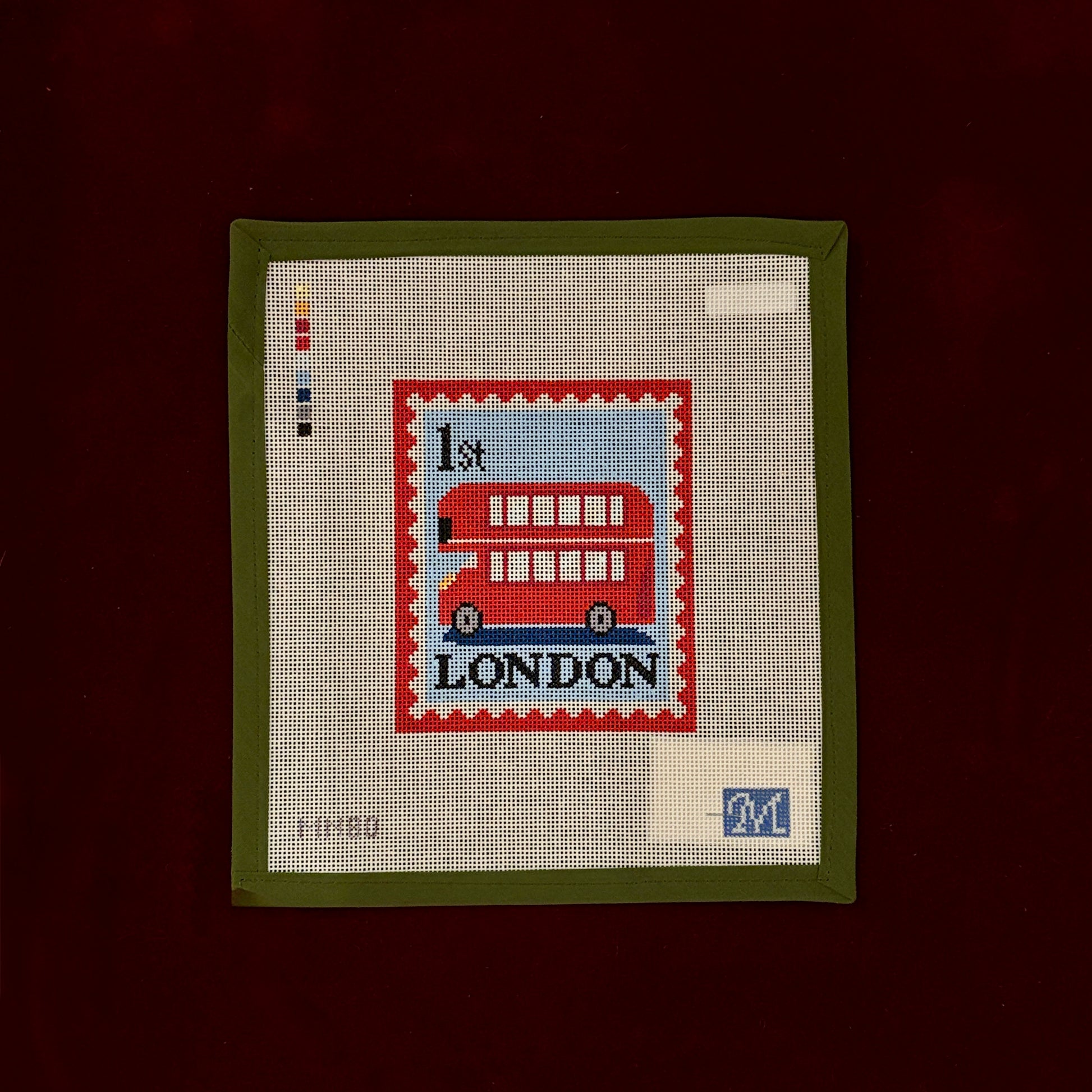 London Bus-Needlepoint Canvas-Maura Nolan-The Pepper Pot Barrington, IL