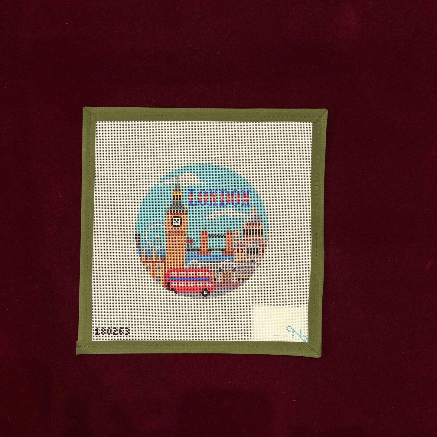 London Round-Needlepoint Canvas-Needlepaint-The Pepper Pot Barrington, IL