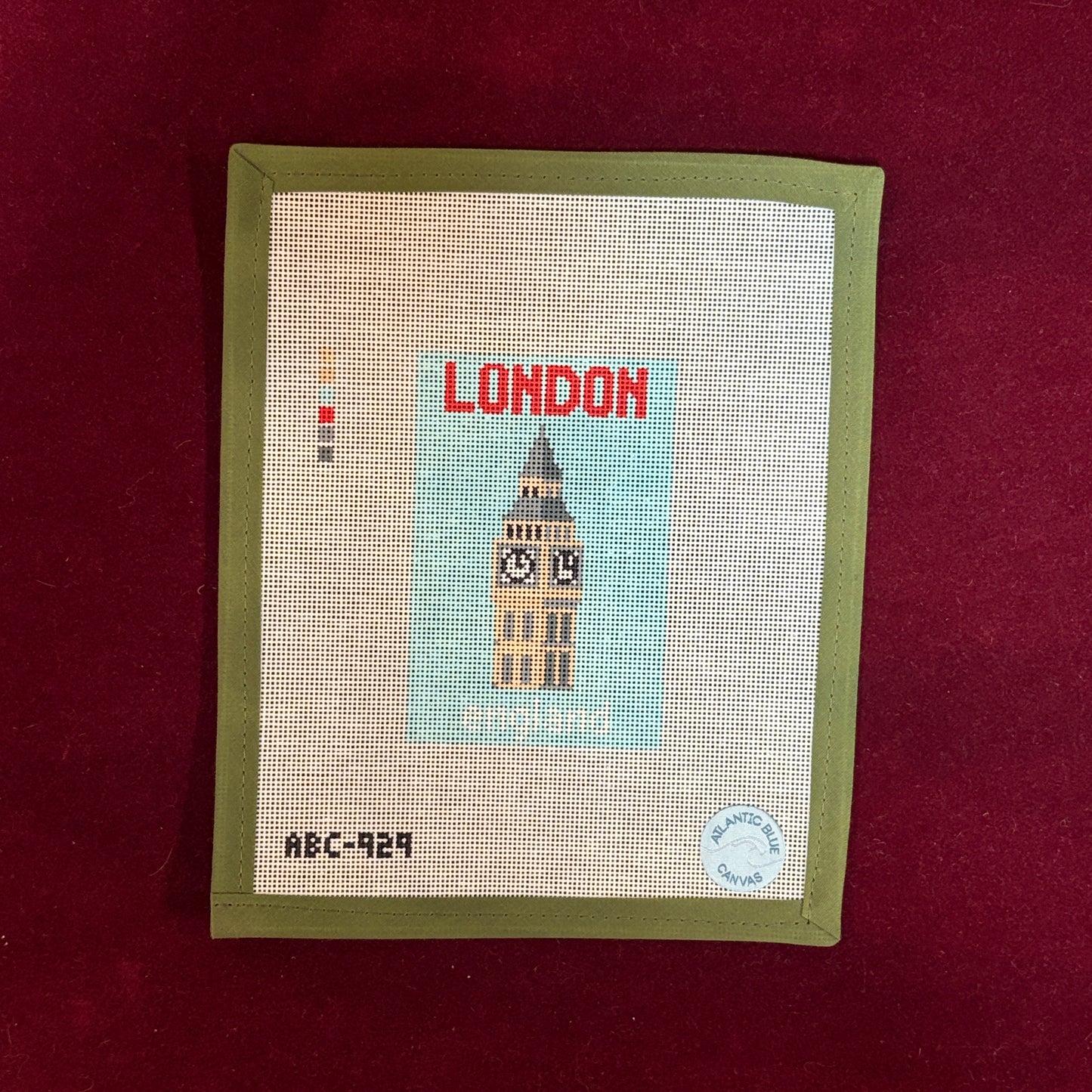 London Travel Book-Needlepoint Canvas-Atlantic Blue Canvas-The Pepper Pot Barrington, IL