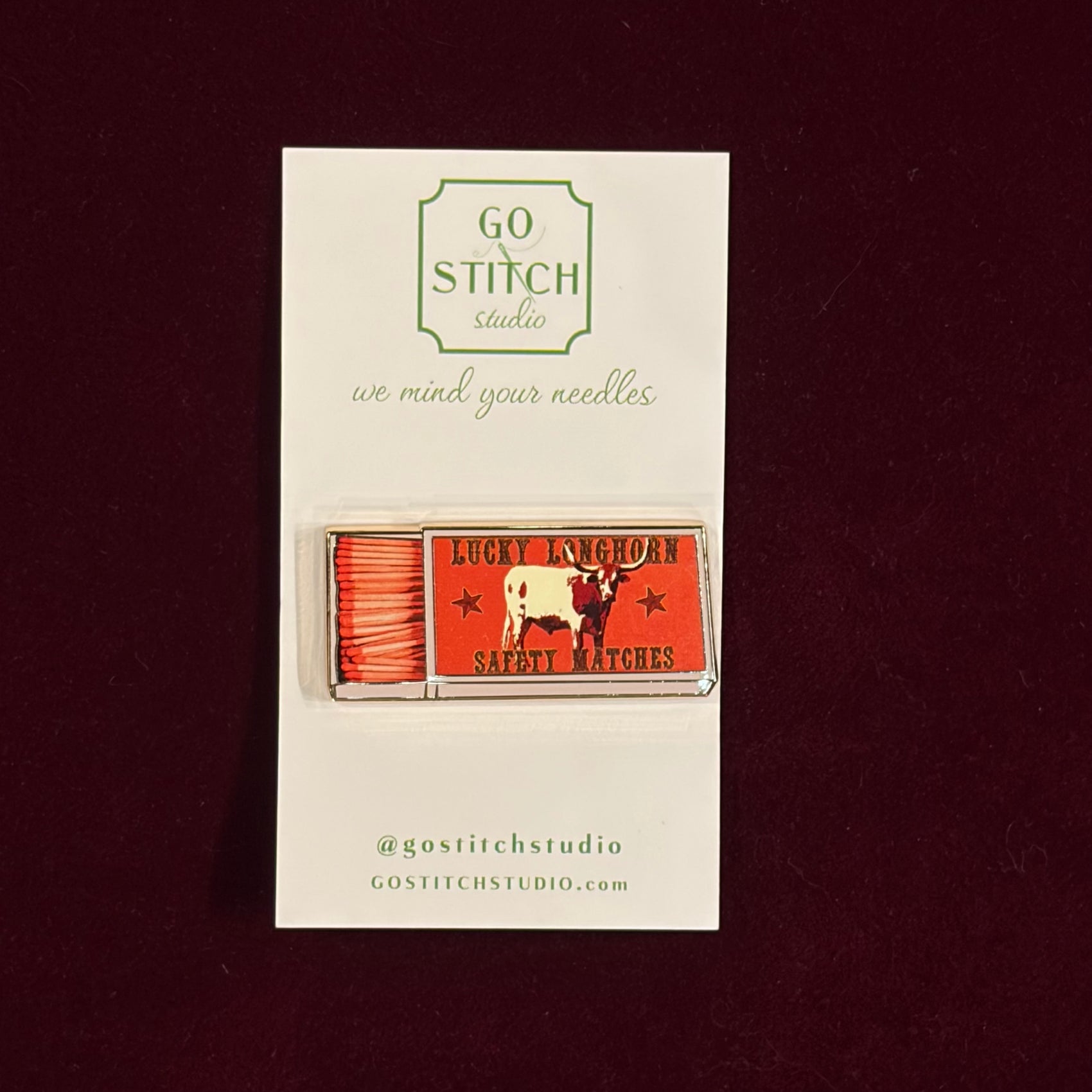 Longhorn Matchbox Needle Minder-Needle Minder-Go Stitch Studio-The Pepper Pot