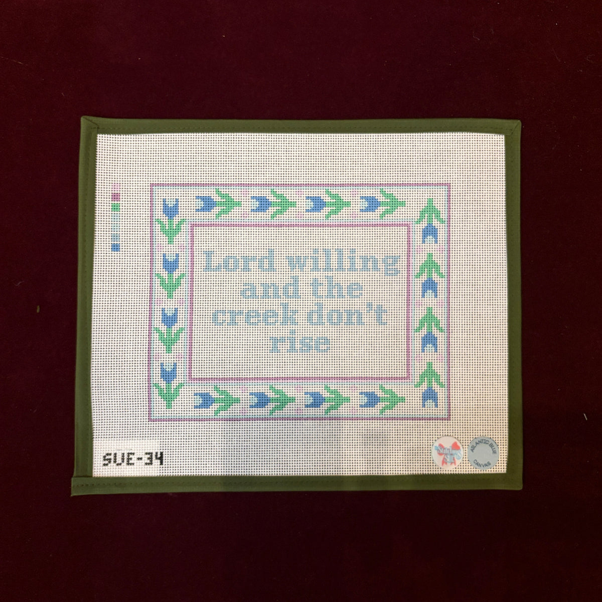 Lord Willing and The Creek Don't Rise-Needlepoint Canvas-Atlantic Blue Canvas-The Pepper Pot Barrington, IL