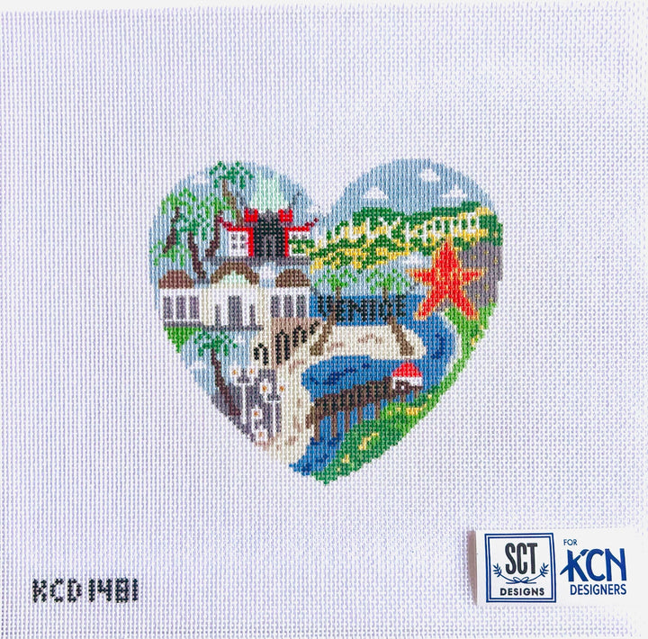 Los Angeles Heart August Trunk Show-Needlepoint Canvas-KCN Designers-The Pepper Pot Barrington, IL
