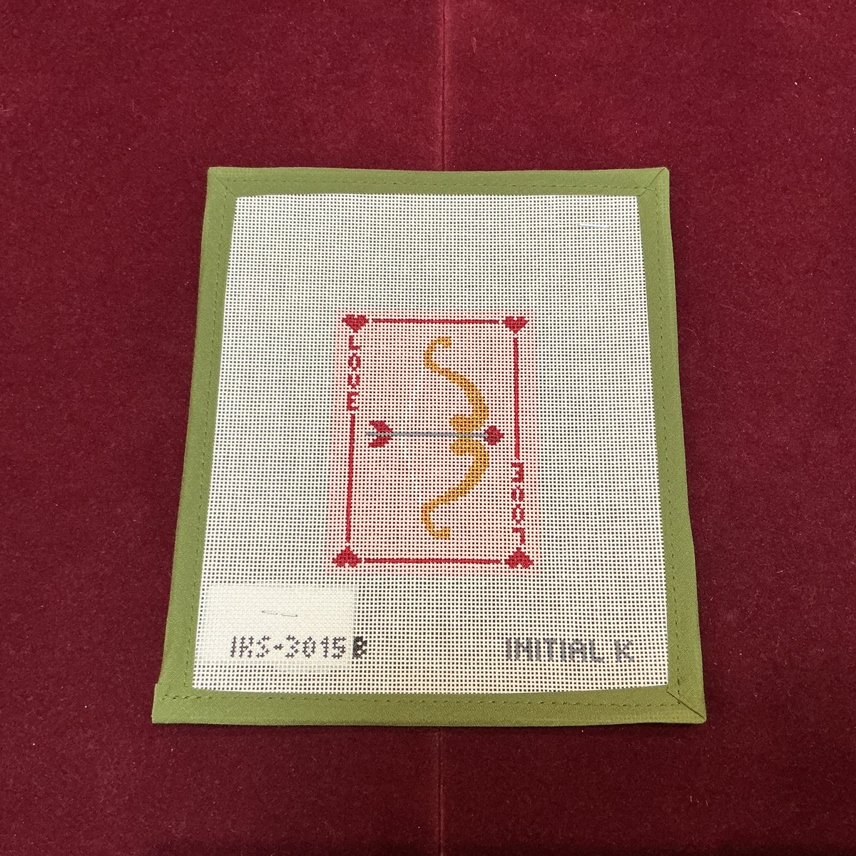 Love Card Cupid Bow-Needlepoint Canvas-Initial K Studio-The Pepper Pot Barrington, IL