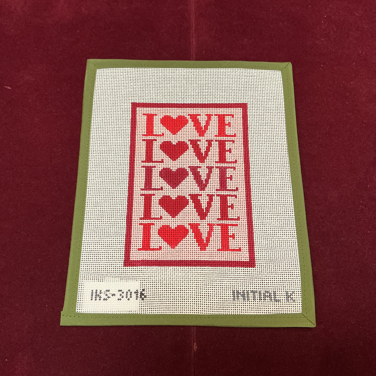 Love Love Love-Needlepoint Canvas-Initial K Studio-The Pepper Pot Barrington, IL