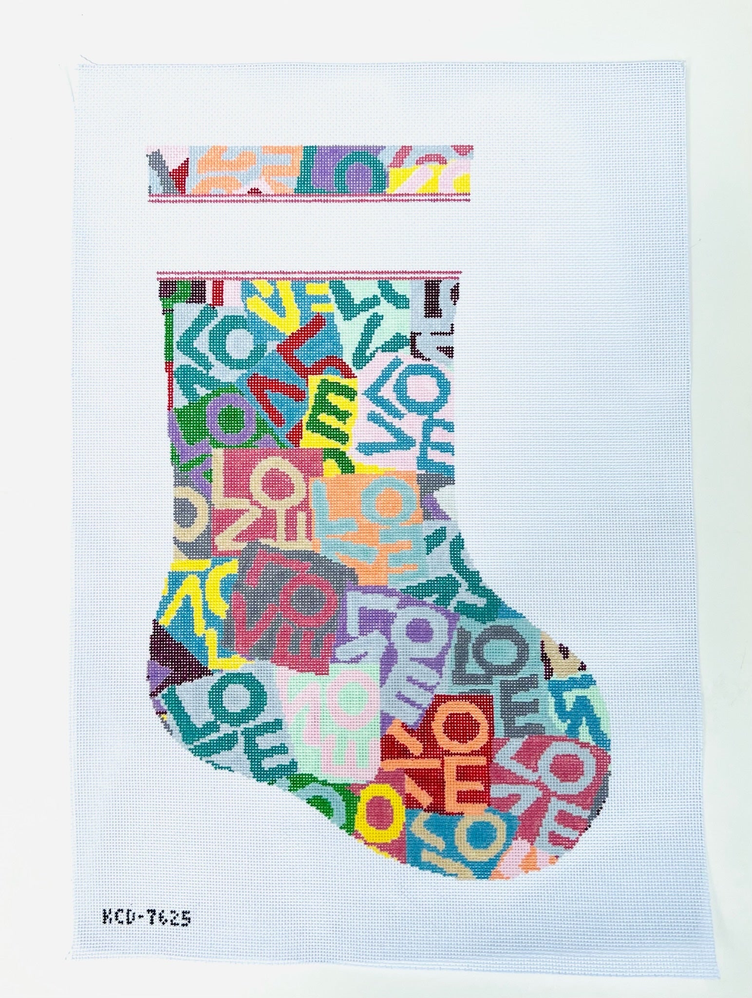 Lovevolve Full Size Stocking August Trunk Show-Needlepoint Canvas-KCN Designers-The Pepper Pot Barrington, IL