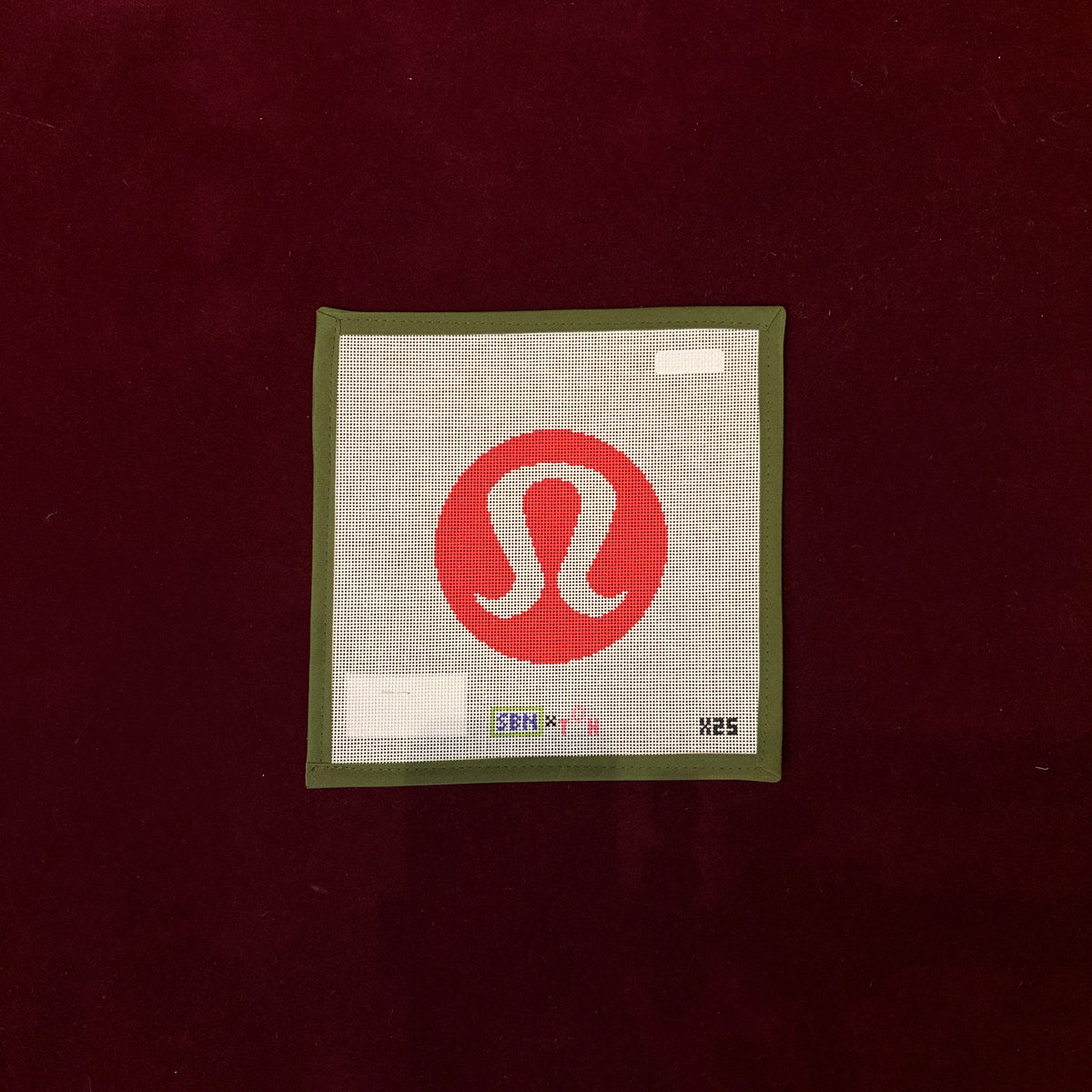Lululemon logo-Needlepoint Canvas-Susan Battle Needlepoint-The Pepper Pot Barrington, IL