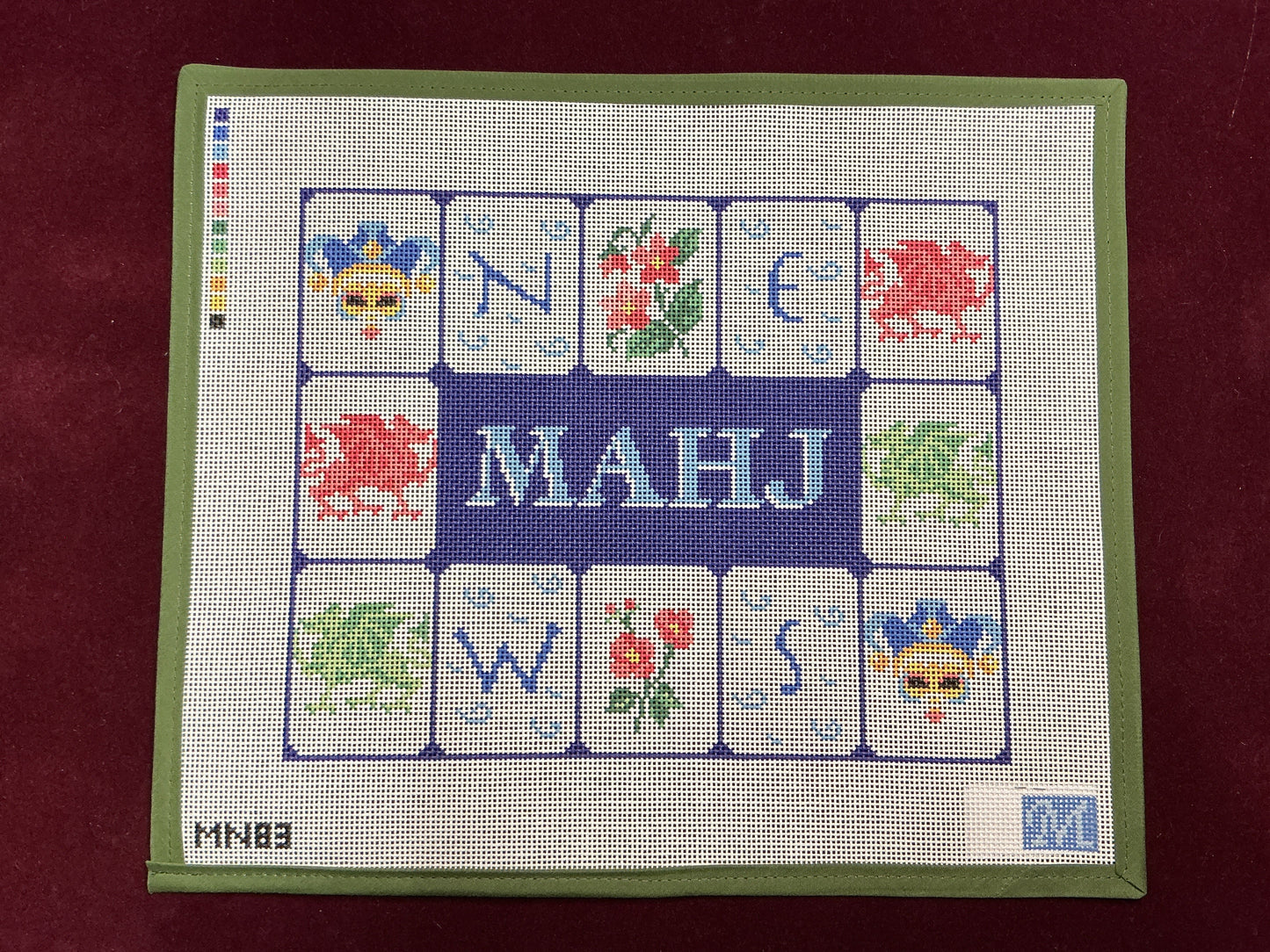 Mahj Tile Pouch-Needlepoint Canvas-Maura Nolan Designs-The Pepper Pot Barrington, IL
