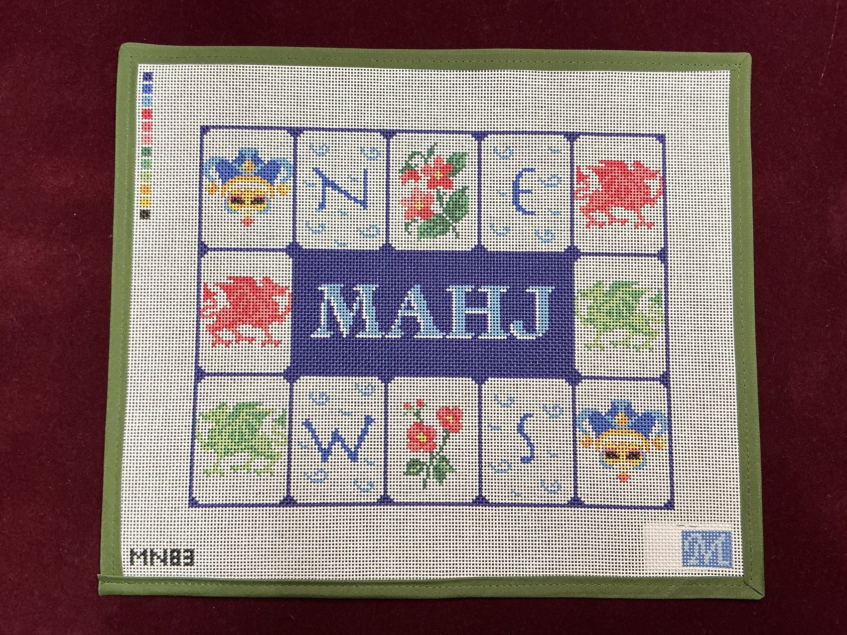 Mahj Tile Pouch-Needlepoint Canvas-Maura Nolan Designs-The Pepper Pot Barrington, IL