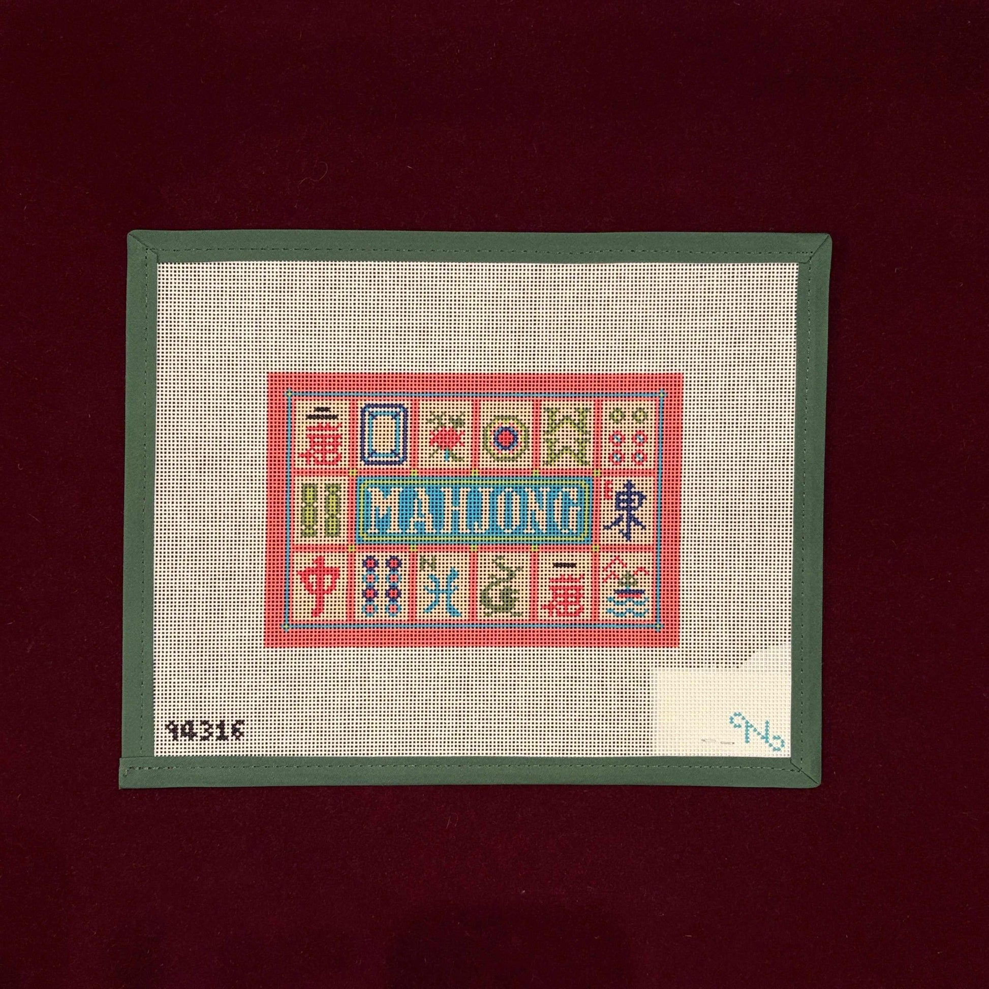 Mahjong Card- Rose-Needlepoint Canvas-Needlepaint-The Pepper Pot Barrington, IL