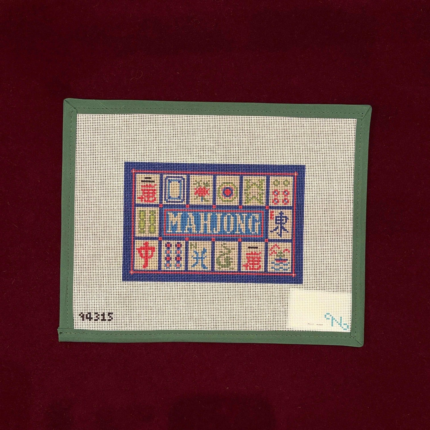 Mahjong Card- Sapphire-Needlepoint Canvas-Needlepaint-The Pepper Pot Barrington, IL