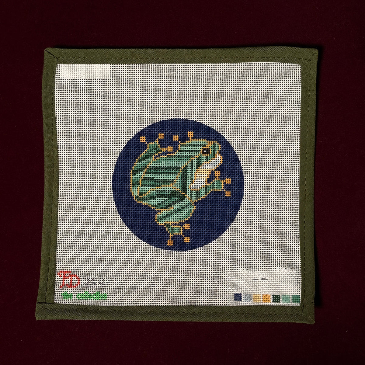 Malachite Van Cleef Frog-Needlepoint Canvas-The Collection Designs-The Pepper Pot Barrington, IL
