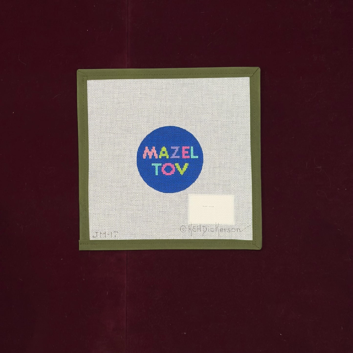 Mazel Tov (Bright Letters on Blue) 3" Round-Canvas-Kate Dickerson-The Pepper Pot