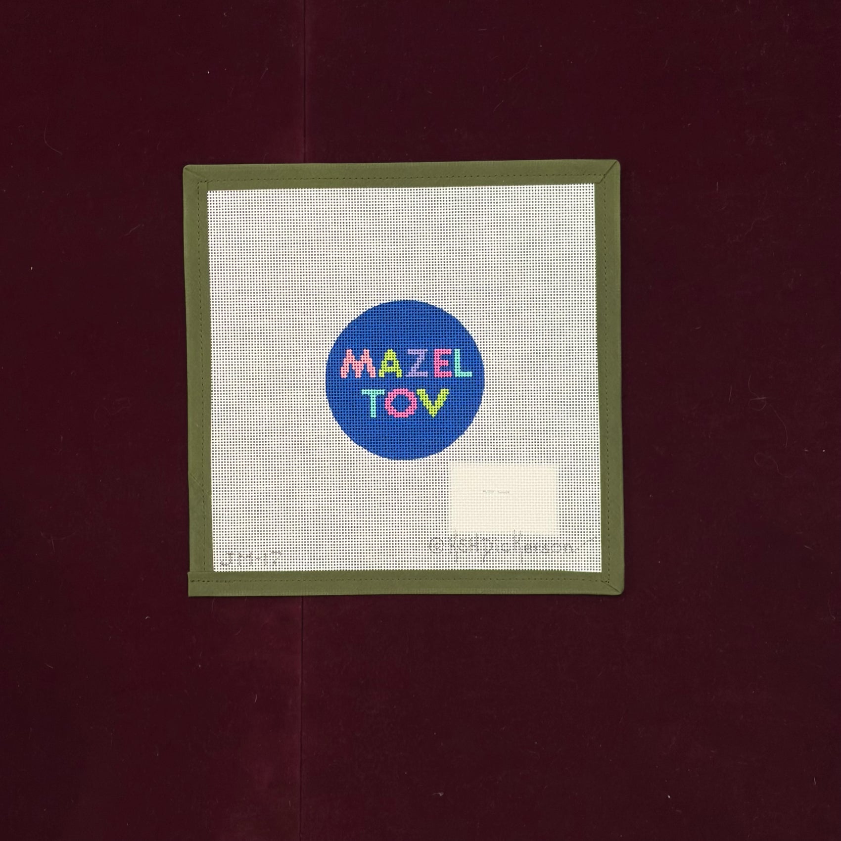 Mazel Tov (Bright Letters on Blue) 3" Round-Canvas-Kate Dickerson-The Pepper Pot