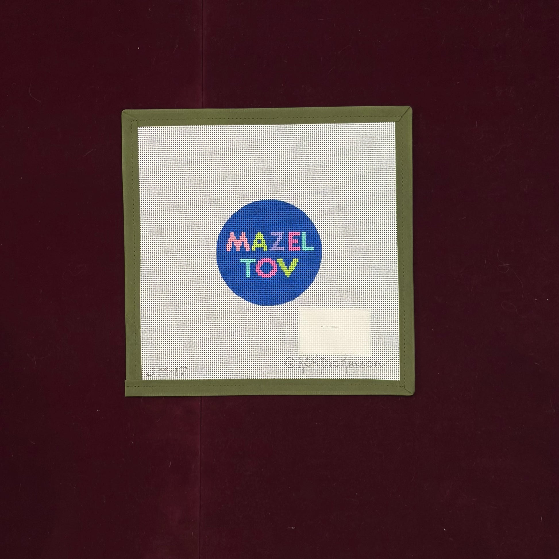 Mazel Tov (Bright Letters on Blue) 3" Round-Canvas-Kate Dickerson-The Pepper Pot