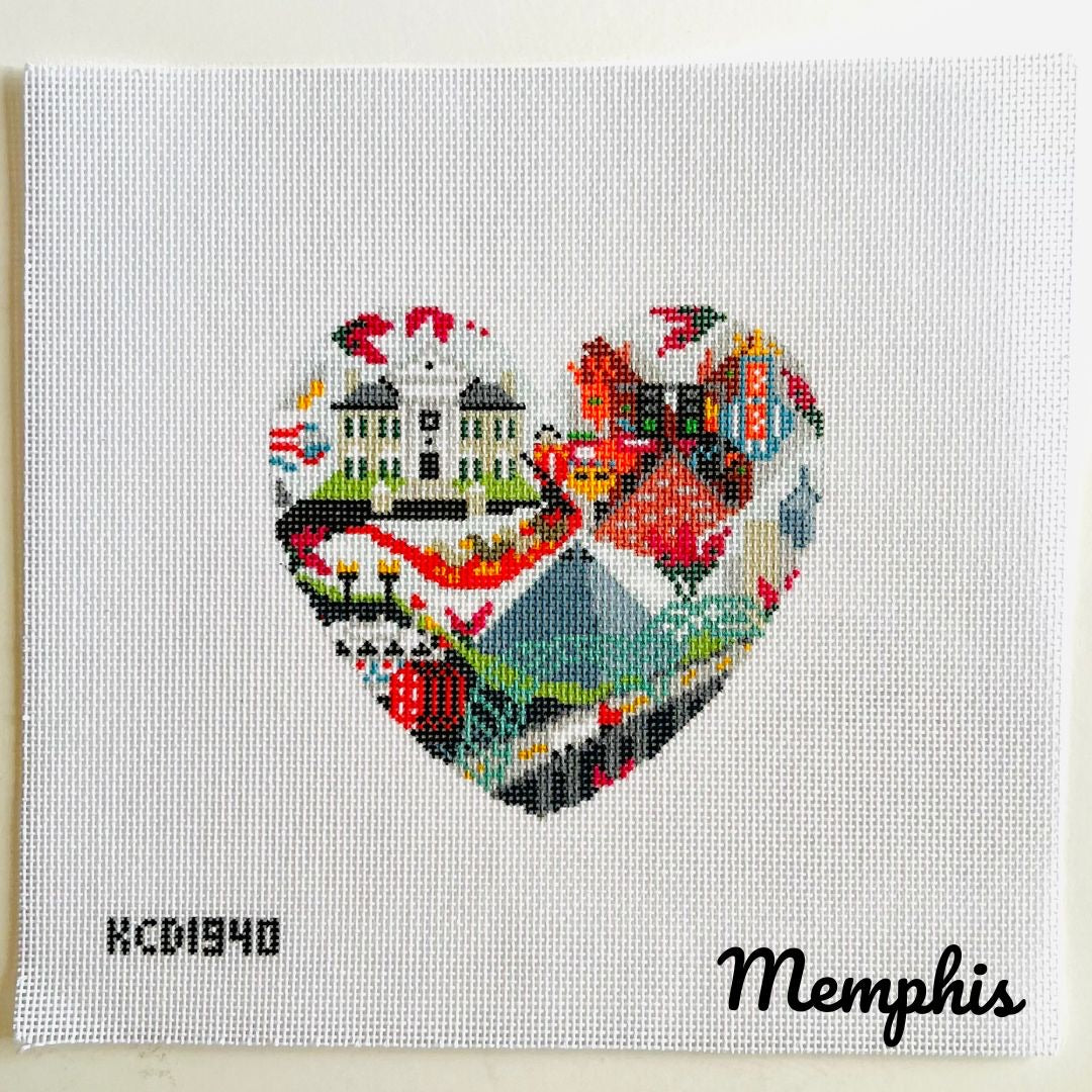 Memphis Heart August Trunk Show-Needlepoint Canvas-KCN Designers-The Pepper Pot Barrington, IL