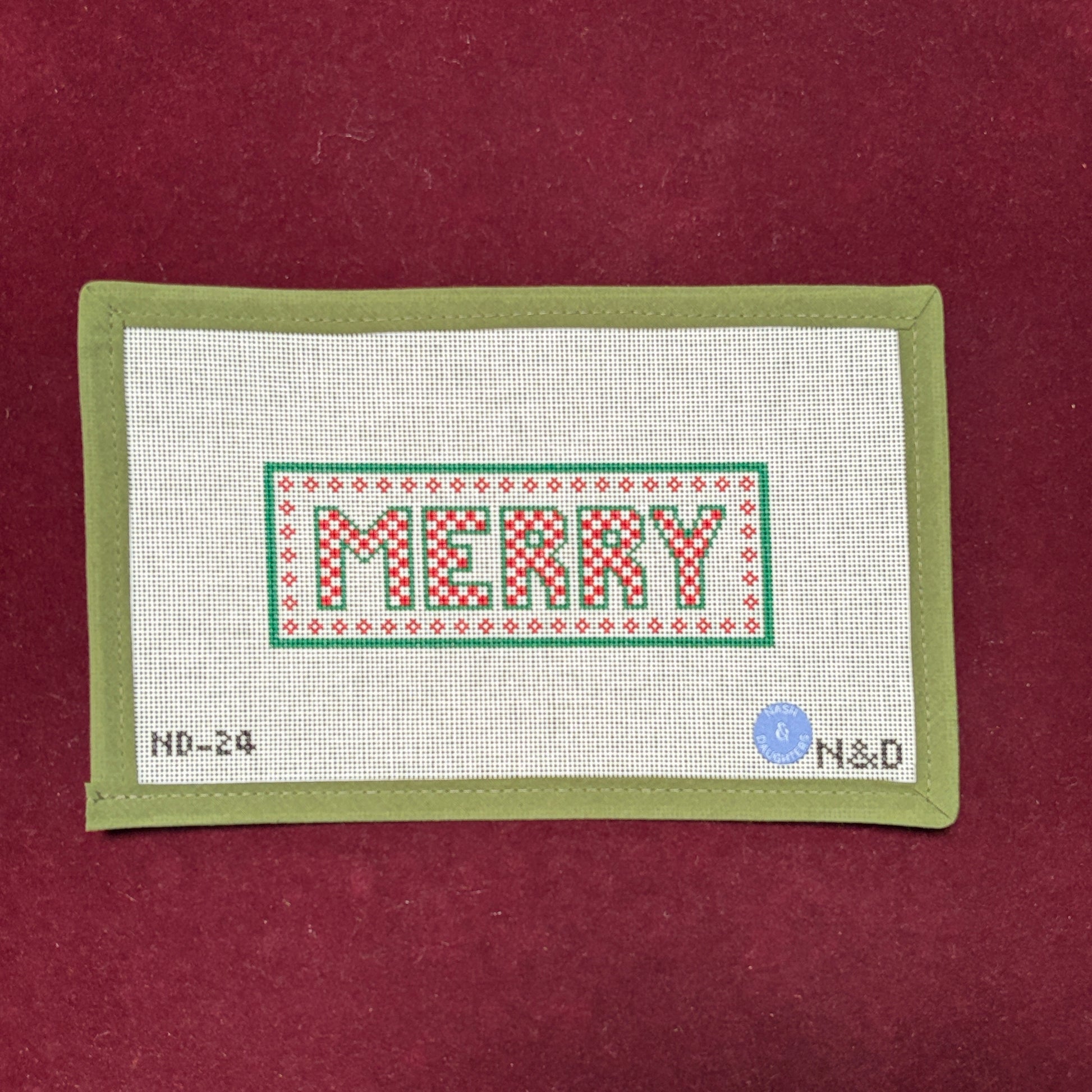 Merry Checkerboard Letters-Needlepoint Canvas-Nash and Daughters-The Pepper Pot Barrington, IL