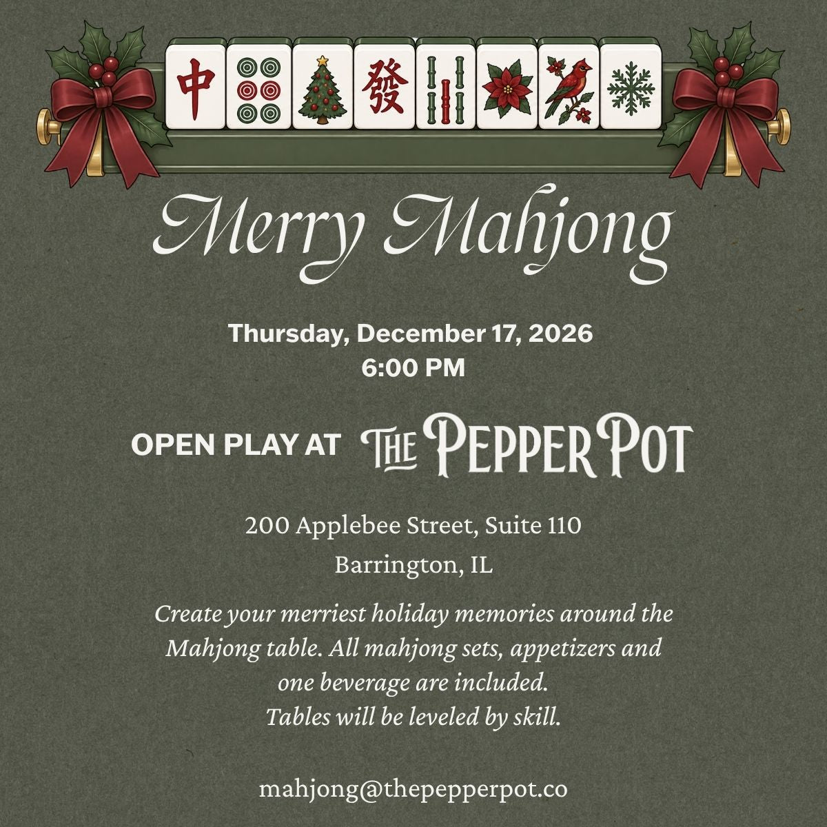 Merry Mahjong: December 17th - 6:00PM