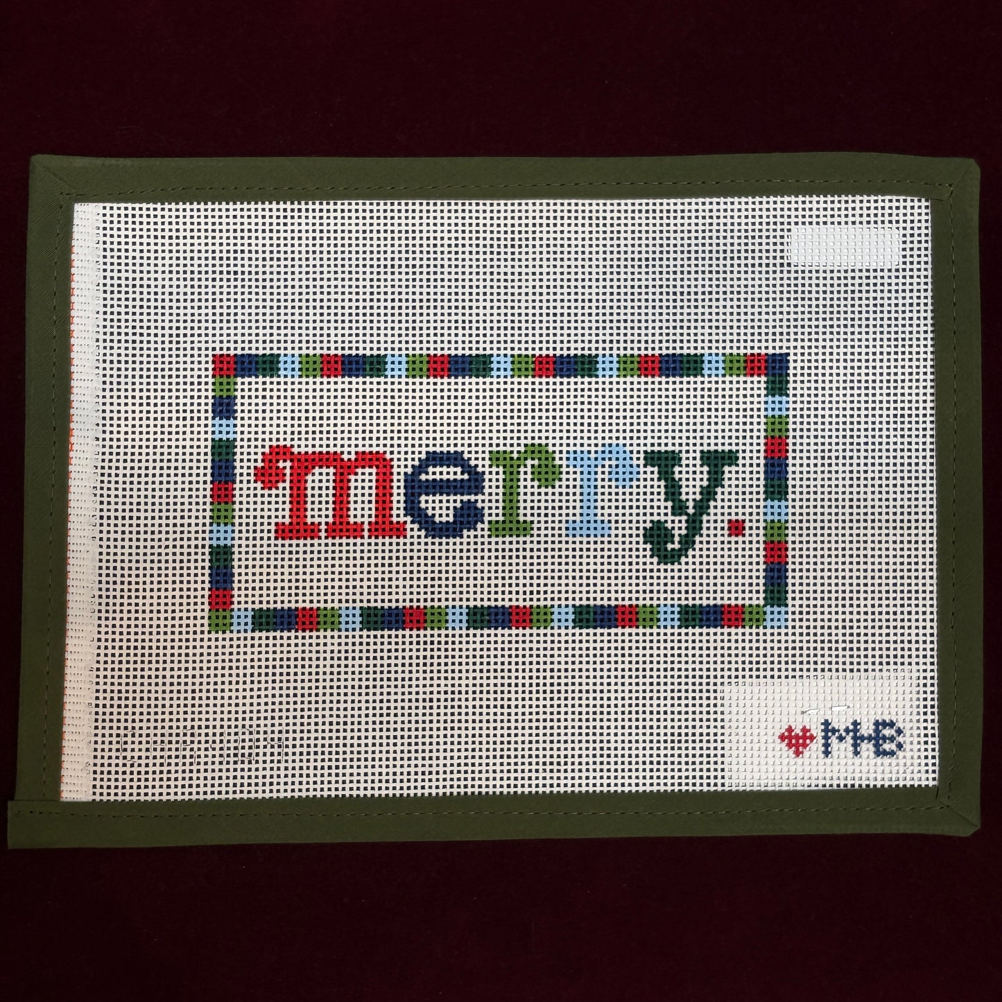 merry.-Needlepoint Canvas-Love MHB-The Pepper Pot Barrington, IL
