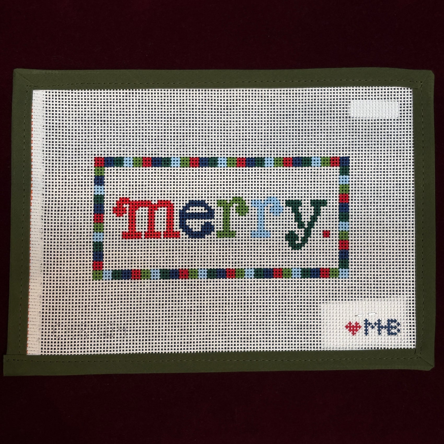 merry.-Needlepoint Canvas-Love MHB-The Pepper Pot Barrington, IL