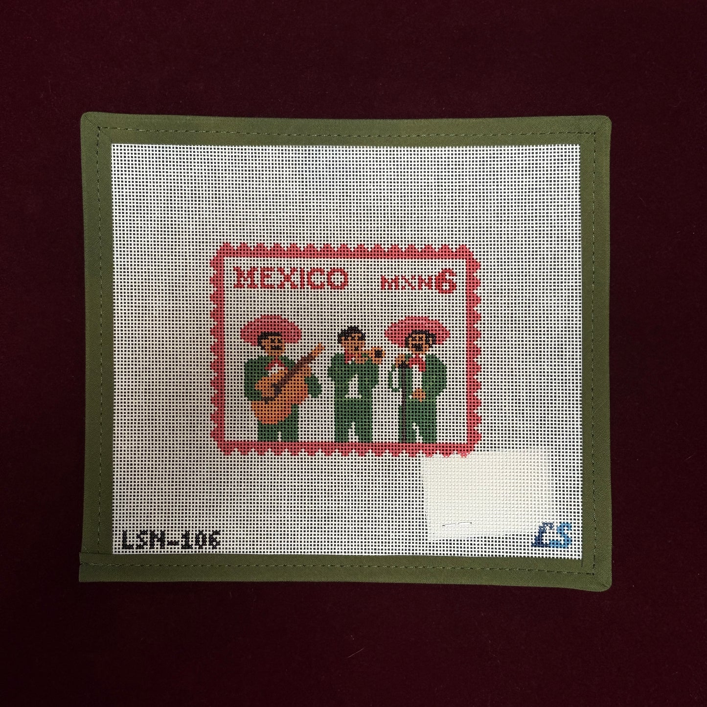Mexico City Stamp-Needlepoint Canvas-Lake Shore Needlepoint-The Pepper Pot Barrington, IL