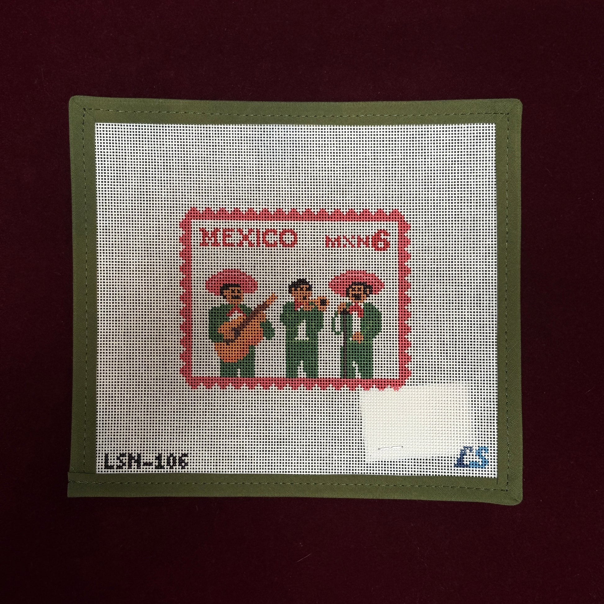 Mexico City Stamp-Needlepoint Canvas-Lake Shore Needlepoint-The Pepper Pot Barrington, IL