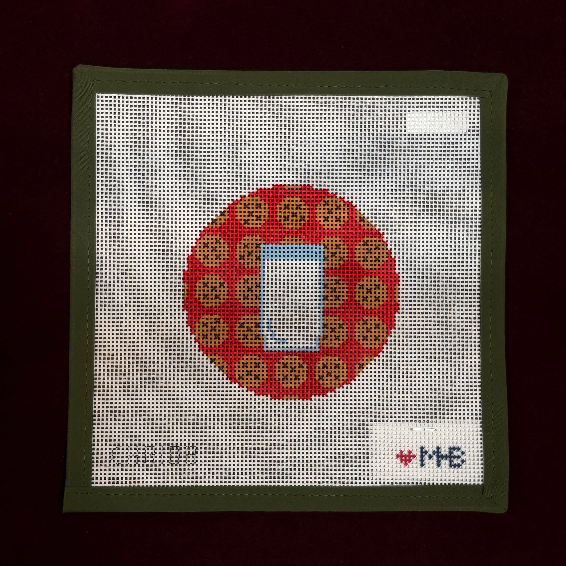 Milk & Cookies Round-Needlepoint Canvas-Love MHB-The Pepper Pot Barrington, IL