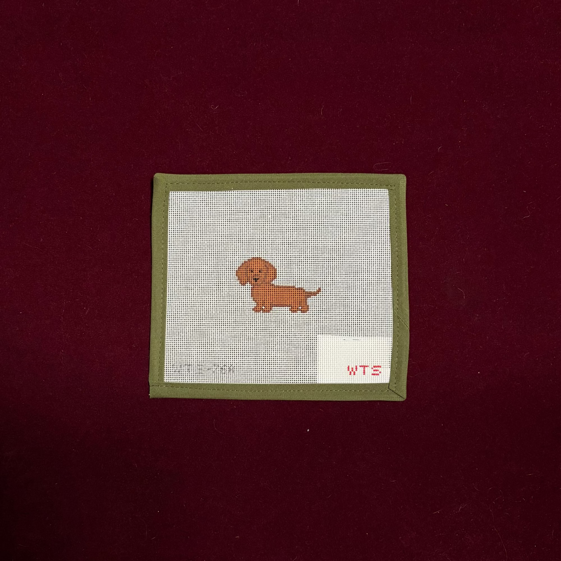 Mini Brown Weenie-Canvas-What's The Stitch-The Pepper Pot