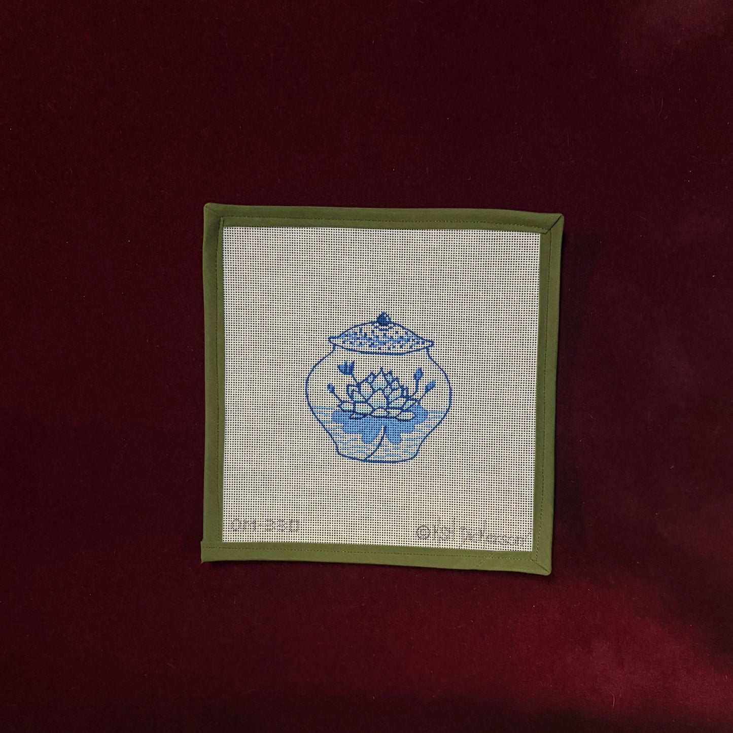 Mini Chinese Vase - Short Blue & white with Lotus Flower-Canvas-Kate Dickerson-The Pepper Pot